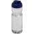 H2O sportfles met klapdeksel (650 ml) transparant/ blauw