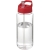 H2O sportfles met tuitdeksel (600 ml) transparant/ rood
