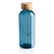 GRS recycled PET fles met bamboe dop (660 ml) blauw