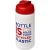 Baseline 500 ml gerecyclede drinkfles met klapdeksel wit/rood