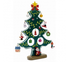 Houten kerstboom met decoratie bedrukken