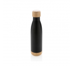 Vacuüm roestvrijstalen fles met bamboe deksel en bodem bedrukken